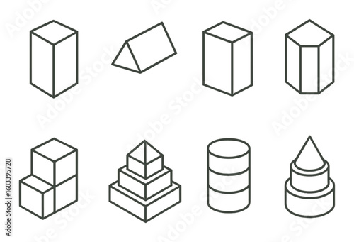 Bordered 3d geometric shapes on gradient background