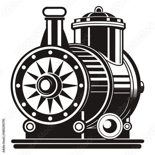 A unique design of a steam engine cylinder, a core component for converting steam power into motion. Perfect for technical and educational projects on thermodynamics.