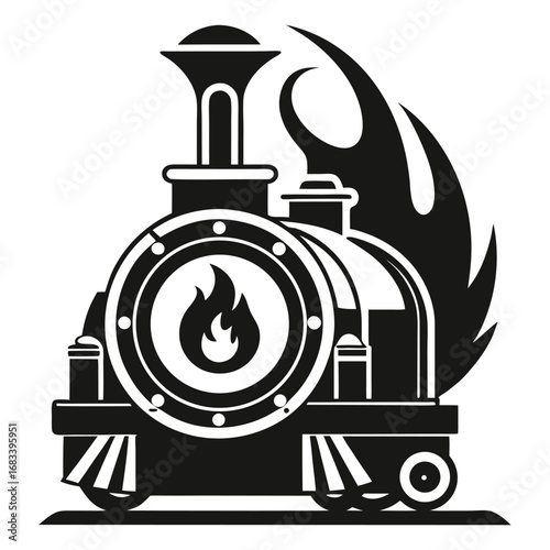 A unique design of a steam engine firebox with a glow, representing the internal heat and energy of the locomotive. Ideal for dynamic, dramatic visual effects.