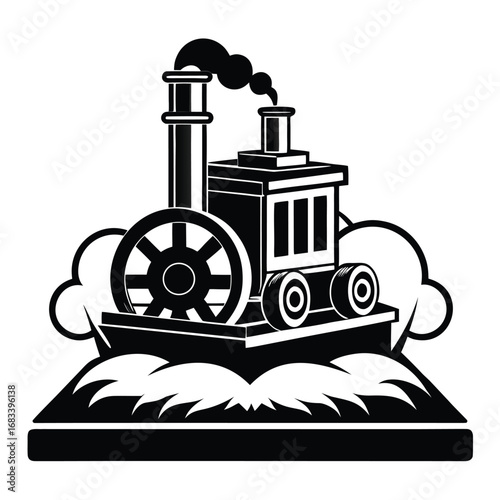 A unique design of a steam engine sandbox, a specific mechanical detail for traction and safety. Ideal for detailed diagrams of locomotive parts.