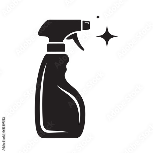 Cleaning Spray Bottle Silhouette with Shine Effect Icon