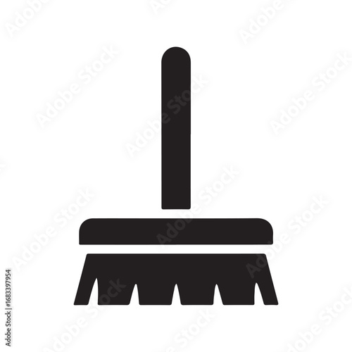 Black Silhouette Cleaning Brush or Broom Icon