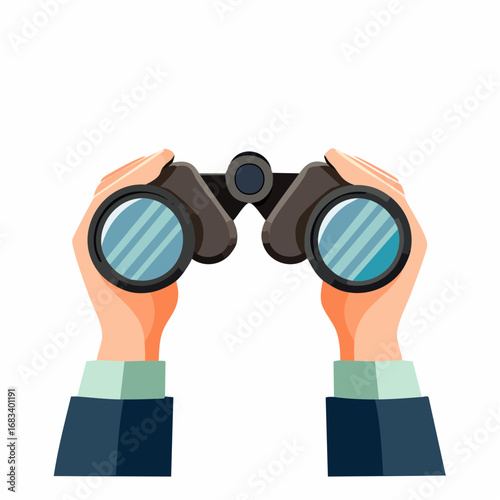 Hands Holding Binoculars Searching Ahead