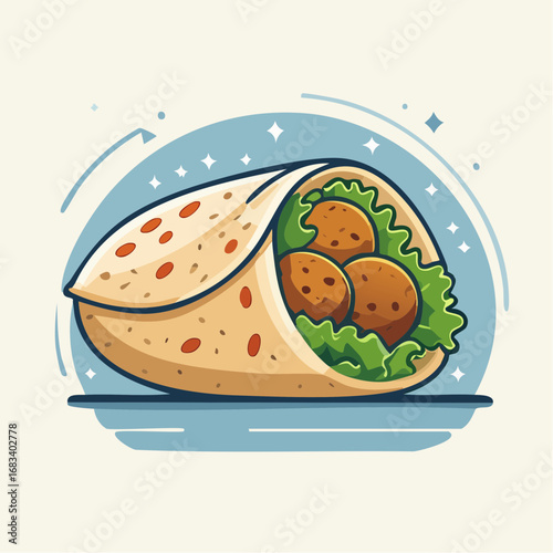 Colorful Falafel Wrap Illustration