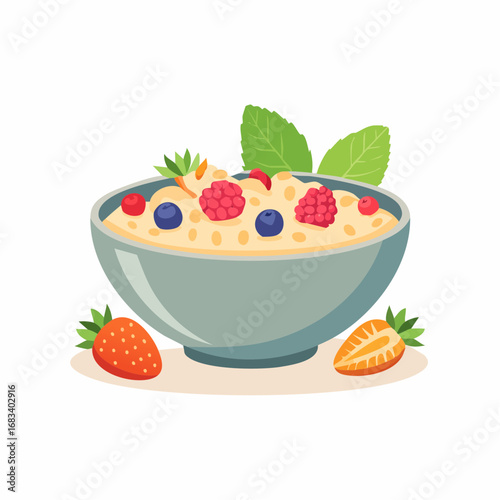Colorful Oatmeal Bowl with Berries