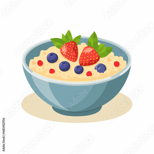 Bowl Of Oatmeal With Berries And Strawberries