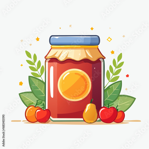 Cute Pixel Art Illustration Of A Jam Jar With Fruits