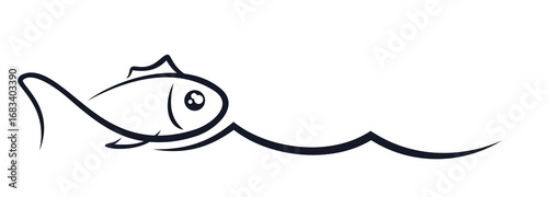 Symbol of a blue fish with wave.