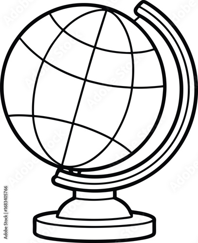 globe outline for coloring page