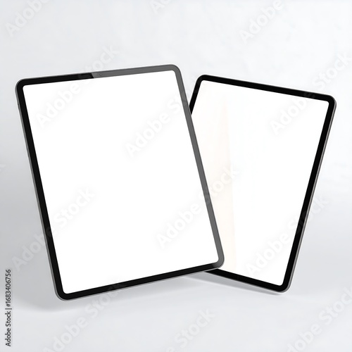 Two blank tablets on a light background