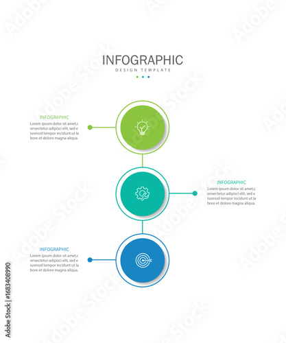 Vector infographic label design with circle infographic template design and 3 options or steps.