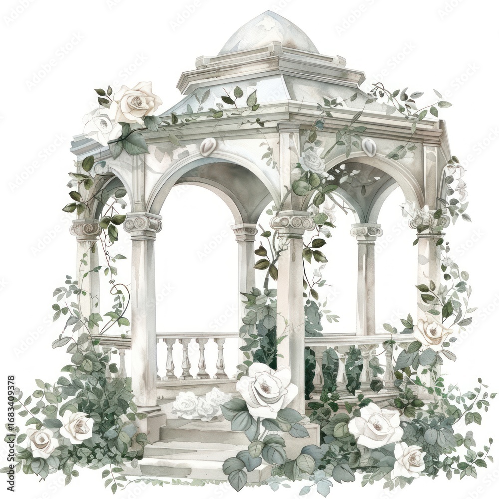 Fototapeta premium Classic pavilion building architecture illustration gazebo.