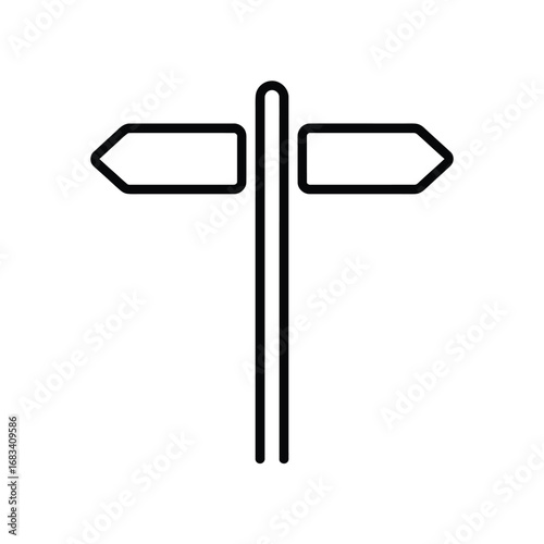 Simple black and white directional signpost icon