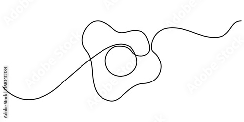Continuous single line drawing of sunny side up egg logo label. Continuous one line drawing of fried egg. white background. Modern one line design vector graphic illustration