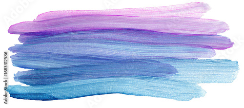 Abstract watercolor paint stroke in a gradient of purples, blues, and pinks