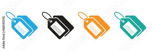 Vibrant luggage tags in multiple colors offer clear identification space for effortless travel organization and secure baggage handling. Essential travel accessory.