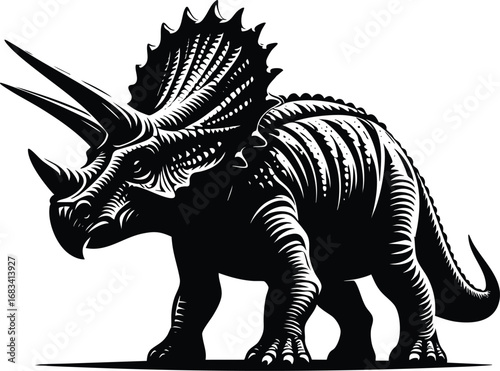 Triceratops dinosaur vector illustration isolated on white background