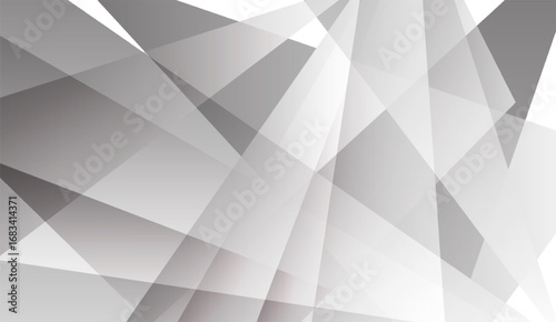 A modern and dynamic background showcasing translucent gray and white geometric shapes intersecting to create a sleek, contemporary, and visually engaging abstract design