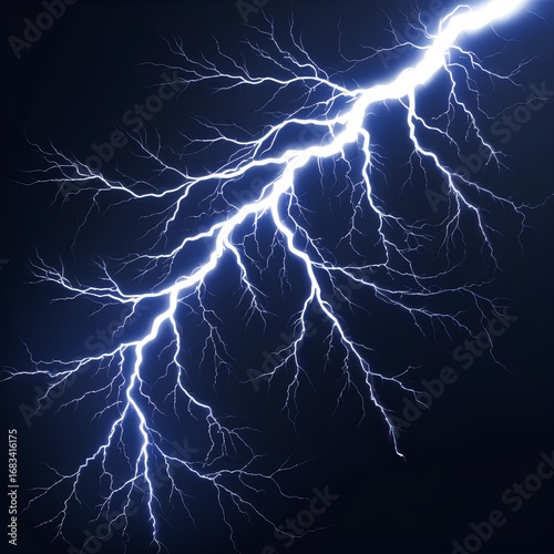 Powerful Lightning Bolt Striking Across Dark Night Sky