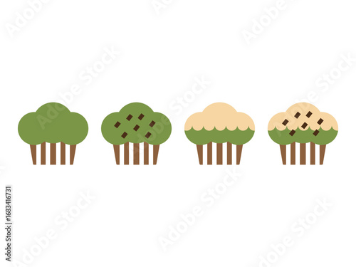 抹茶味のマフィンのアイコンのイラスト