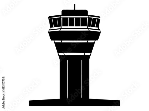 air traffic control tower  black silhouette vector