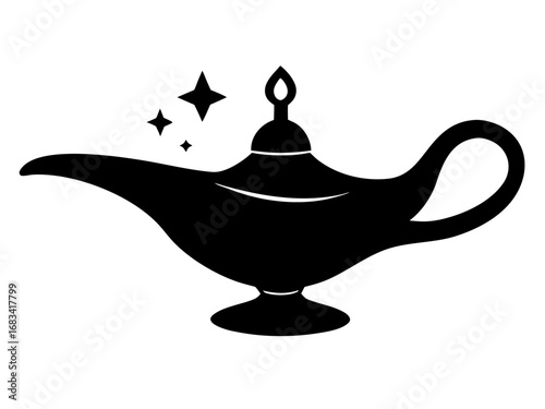 aladdin lamp,arabic dream magic lamp black silhouette vector