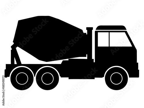 concrete mixer truck  black silhouette vector, cement mixer truck icon