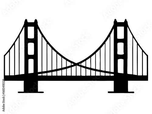 golden gate  black silhouette vector,golden gate icon