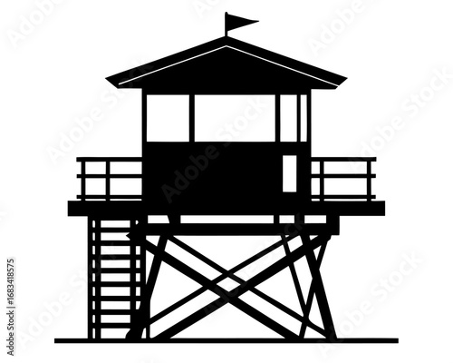 lifeguard tower black silhouette vector,lifeguard tower icon