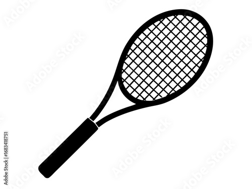 minimalist tennis racket  black silhouette vector
