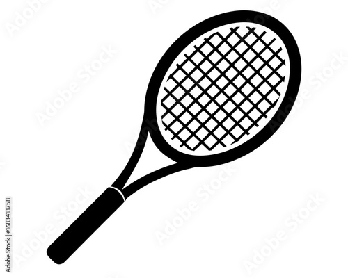minimalist tennis racket  black silhouette vector