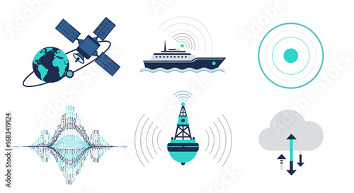 Maritime Technology Global Navigation & Communication Icons