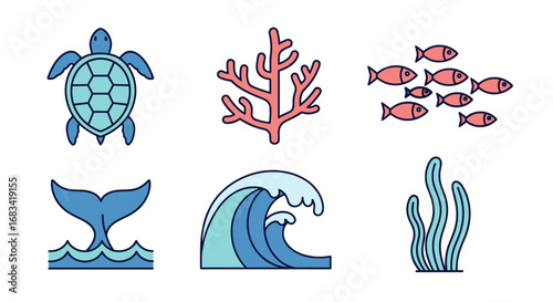 Undersea World A Vector Illustration of Marine Life and Aquatic Elements for Design