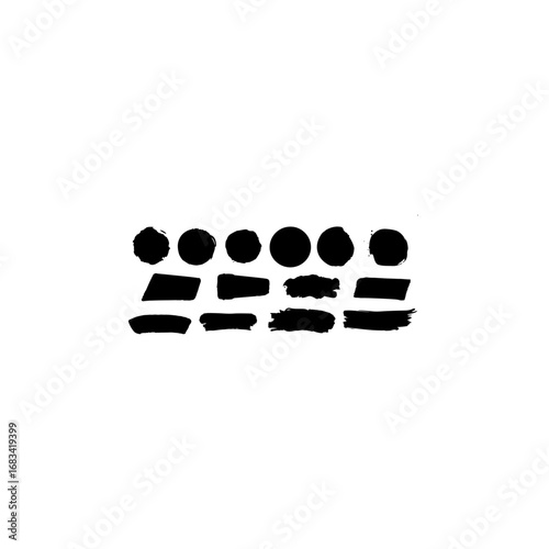 Black brush strokes collection. Abstract grunge artistic design elements. Hand drawn ink smear, paint splatter texture set. 