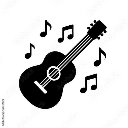 guitar with rhythm symbols