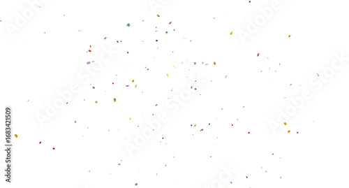 confetti falling down isolated on transparent background, 3d Rendering Realistic falling confetti and streamers seamless pattern on transparent PNG. Multicolor confetti abstract background