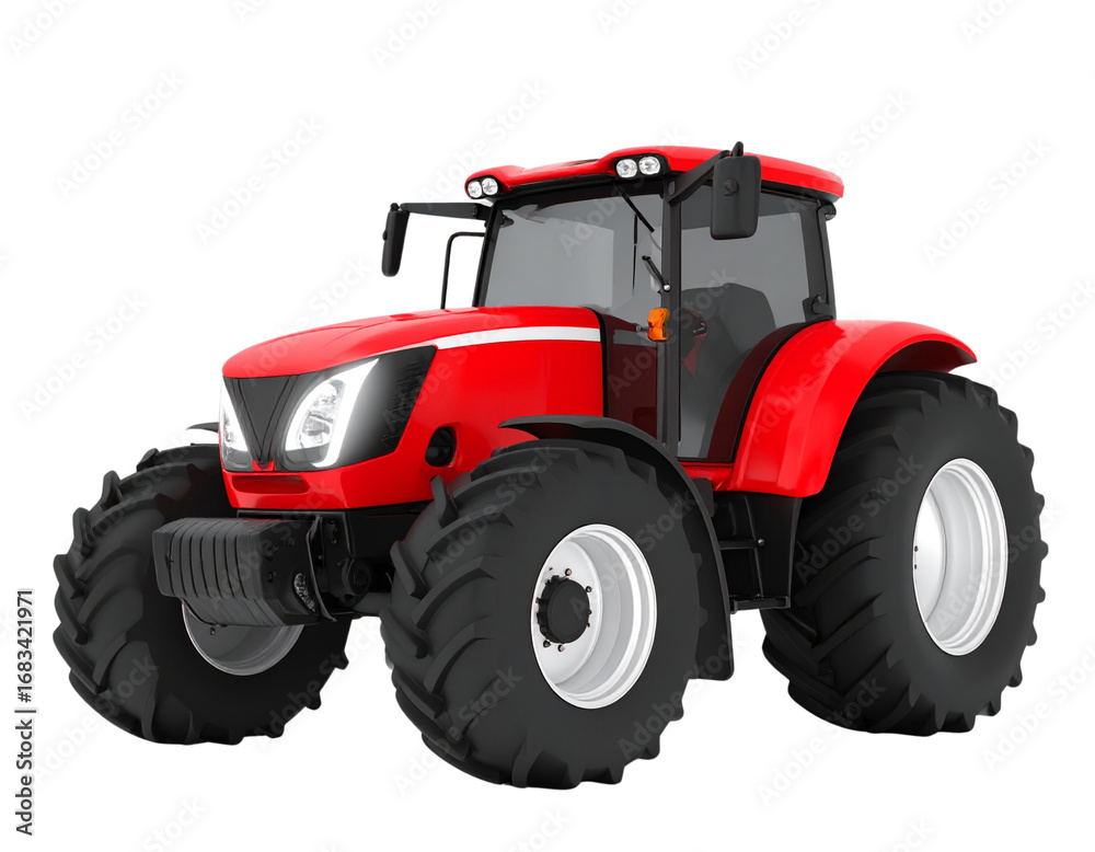 Obraz premium Futuristic Red Tractor with Oversized Wheels and Tech Details