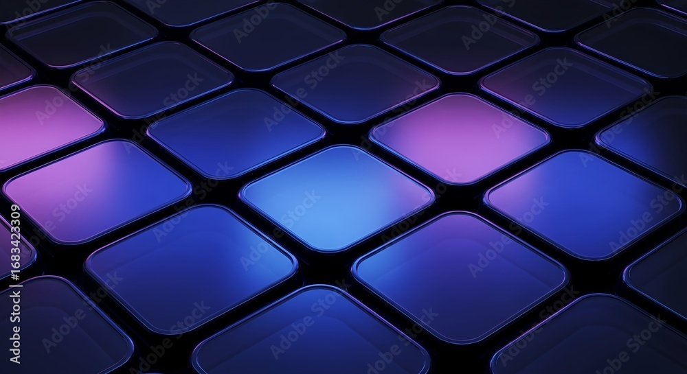 Fototapeta premium Abstract geometric blocks render background Captivating digital art of a patterned surface in purple and blue tones