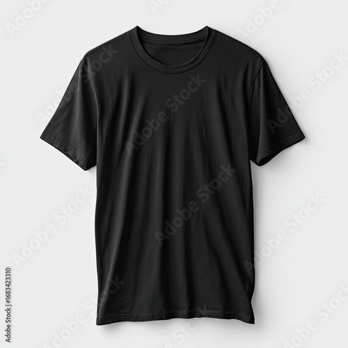 Black, plain, short-sleeve t-shirt