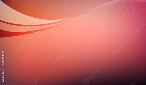 A vibrant gradient blends warm tones of coral, peach, and a hint of burgundy, accented with flowing white lines near the top, creating a soft, elegant background