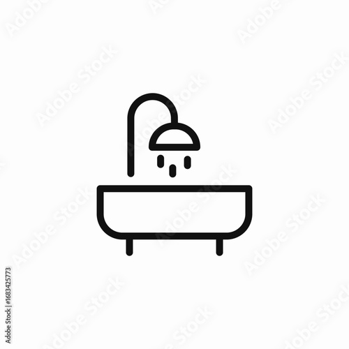 bathroom bathtub shower icon sign vector