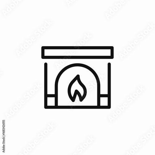 burning fireplace cozy icon sign vector