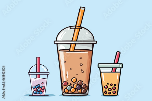 Fresh Drink Vector Cappuccino Coffee with ice and Jelly
