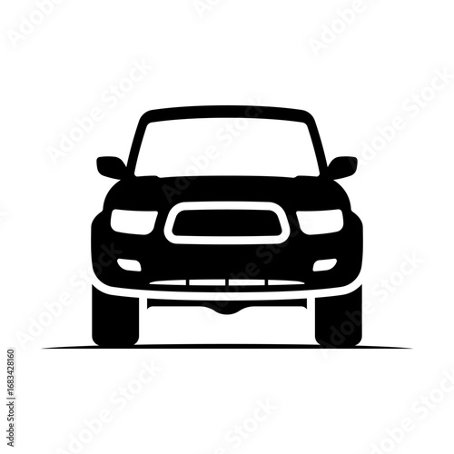 Off-road vehicle icon. Suv. Black silhouette. Front view. Vector simple flat graphic illustration. Isolated object on white background. Isolate.