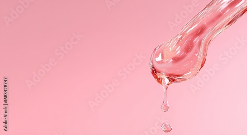 A? of translucent pink liquid drips from a glass dropper