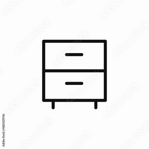 two drawer nightstand icon sign vector