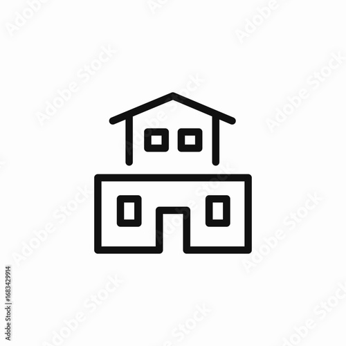 two story house icon sign vector