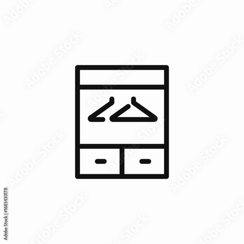 wardrobe with hangers inside icon sign vector