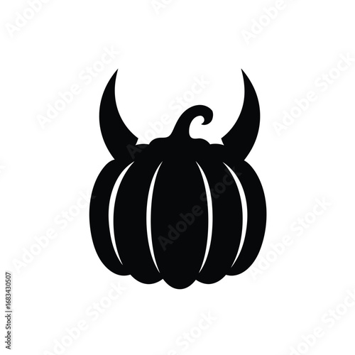 Black pumpkin with devil horns icon vector