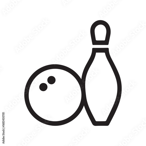 A ball and a pin black and white image of a bowling